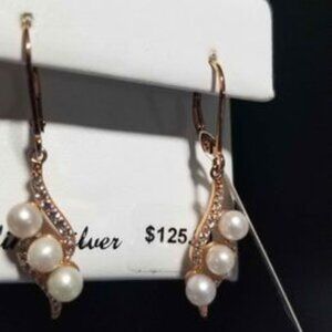 14k gold over silver with pearls earrings